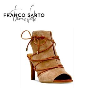 Franco Sarto brown heels/ booties shoes open toe size 8.5